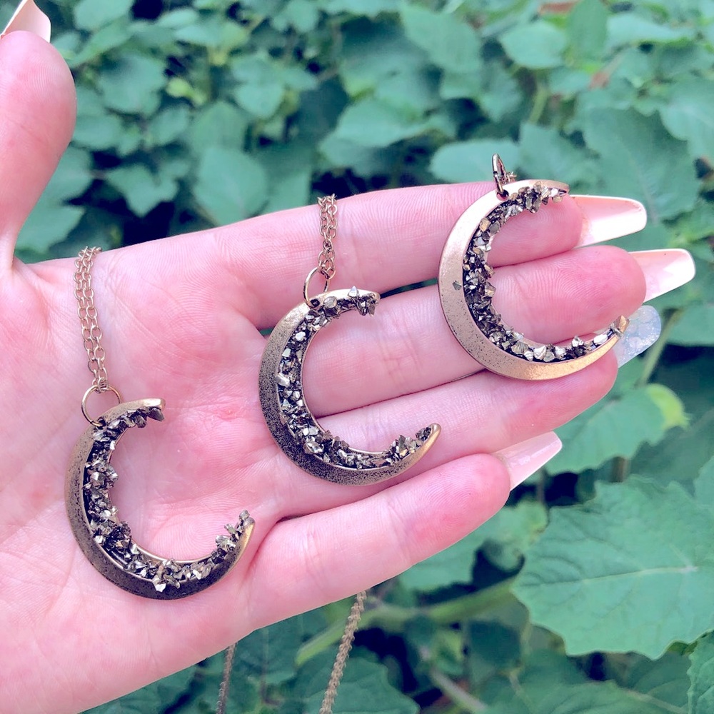 NEW Crescent Moon Copper Color Long Necklace